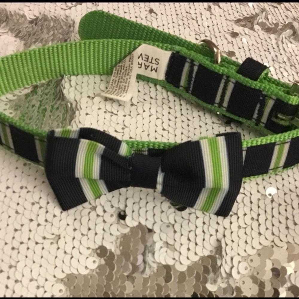 ✔️Ⓜ️🌸Martha Stewart blue green,striped collar w/bow , NWT! Retired pattern,